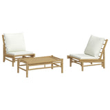 Vidaxl 3-delige loungeset met kussens bamboe crèmewit