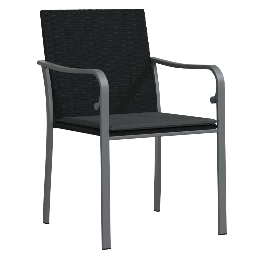 Vidaxl tuinstoelen 2 st met kussens 56x59x84 cm poly rattan zwart