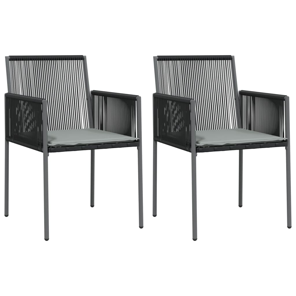 Vidaxl tuinstoelen 2 st met kussens 54x60,5x83,5 cm poly rattan zwart