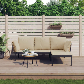Vidaxl 3-delige loungeset met kussens poly rattan beige