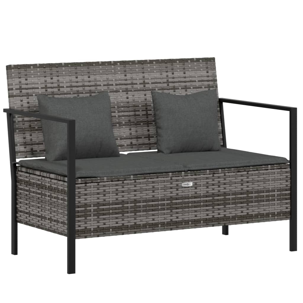 Vidaxl tuinbank 2-zits met kussens poly rattan grijs