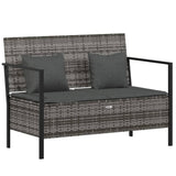 Vidaxl tuinbank 2-zits met kussens poly rattan grijs