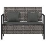 Vidaxl tuinbank 2-zits met kussens poly rattan grijs