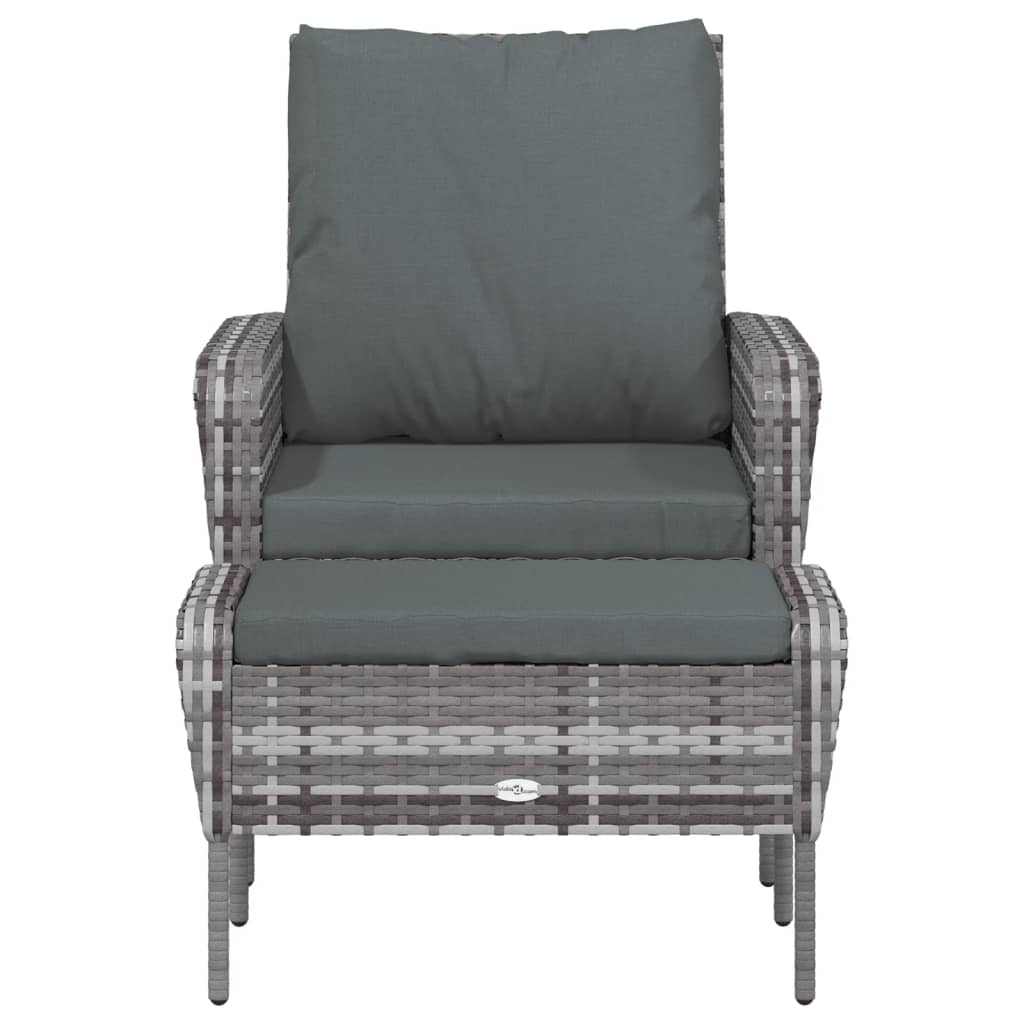 Vidaxl tuinstoel met voetenbank poly rattan grijs
