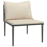 Vidaxl tuinmiddenbank met kussens poly rattan grijs