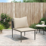 Vidaxl tuinmiddenbank met kussens poly rattan grijs
