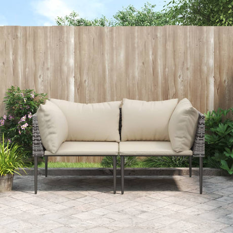 Vidaxl tuinhoekbanken met kussens 2 st poly rattan grijs