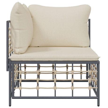 Vidaxl tuinhoekbank met beige kussens poly rattan