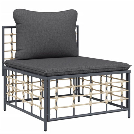 Vidaxl tuinmiddenbank met donkergrijze kussens poly rattan