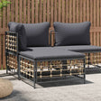 Vidaxl tuinvoetenbank met donkergrijs kussen poly rattan