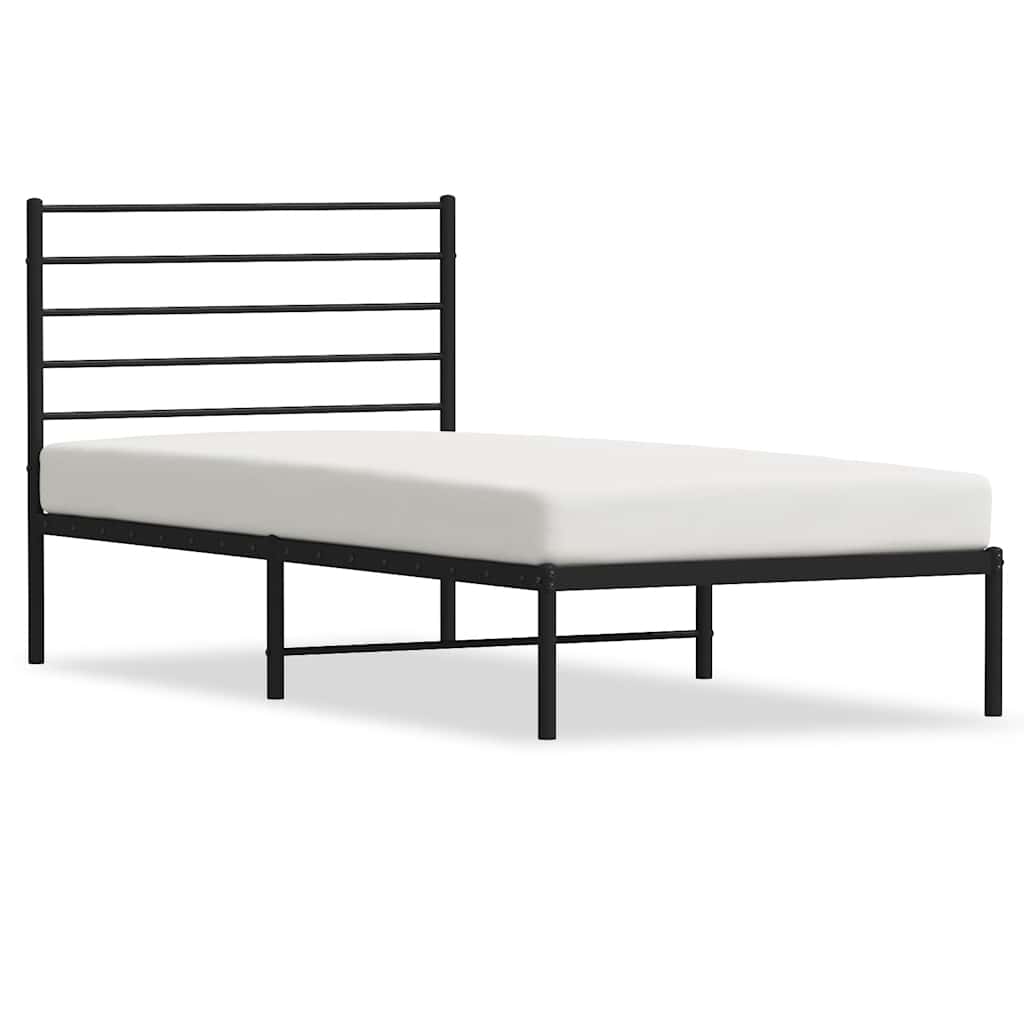 Vidaxl bedframe met hoofdbord metaal zwart 75x190 cm