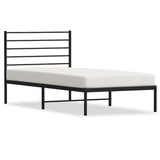 Vidaxl bedframe met hoofdbord metaal zwart 75x190 cm