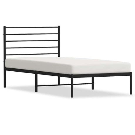 Vidaxl bedframe met hoofdbord metaal zwart 75x190 cm