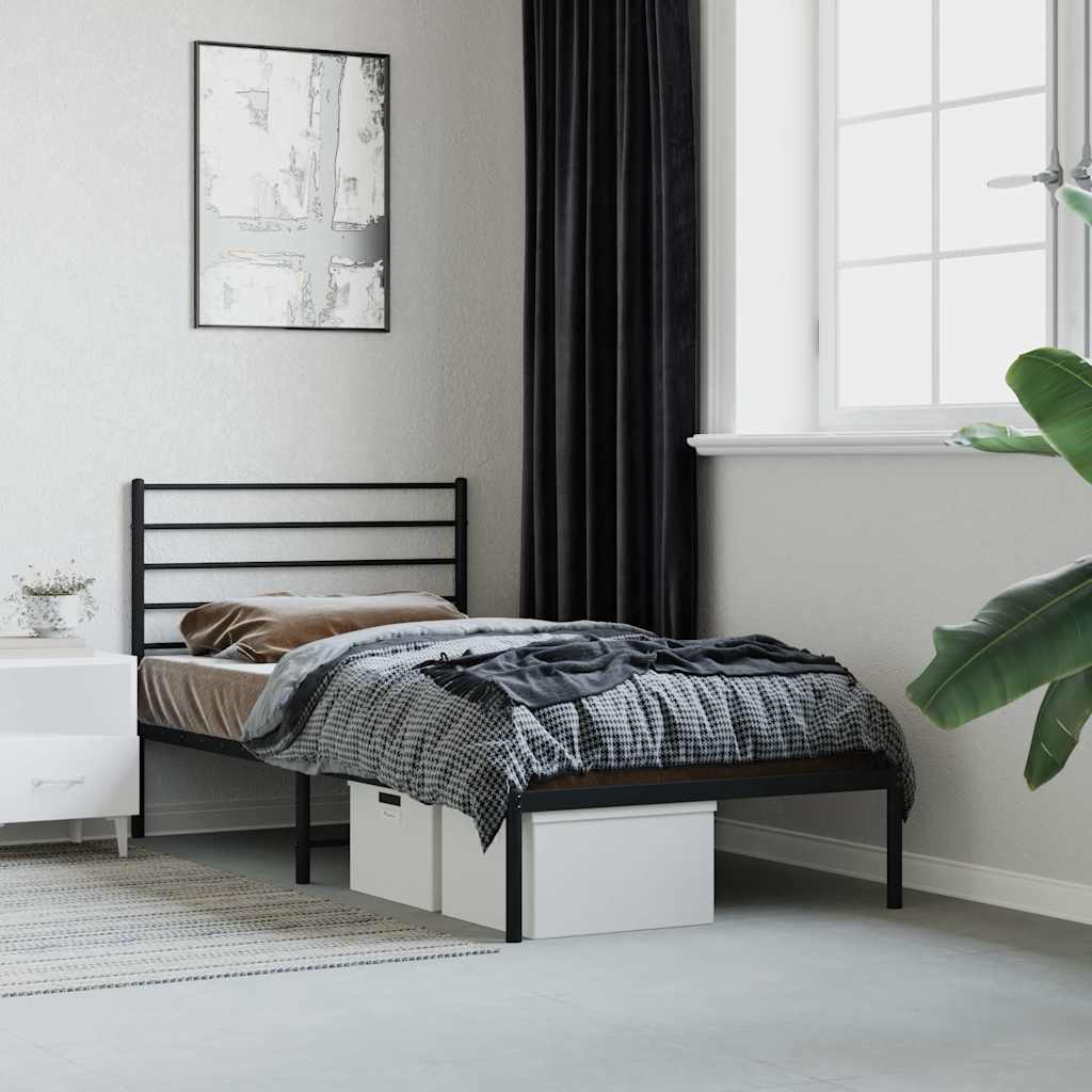 Vidaxl bedframe met hoofdbord metaal zwart 80x200 cm