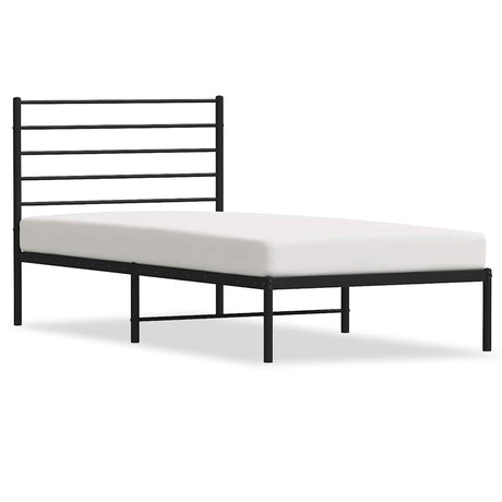 Vidaxl bedframe met hoofdbord metaal zwart 90x200 cm
