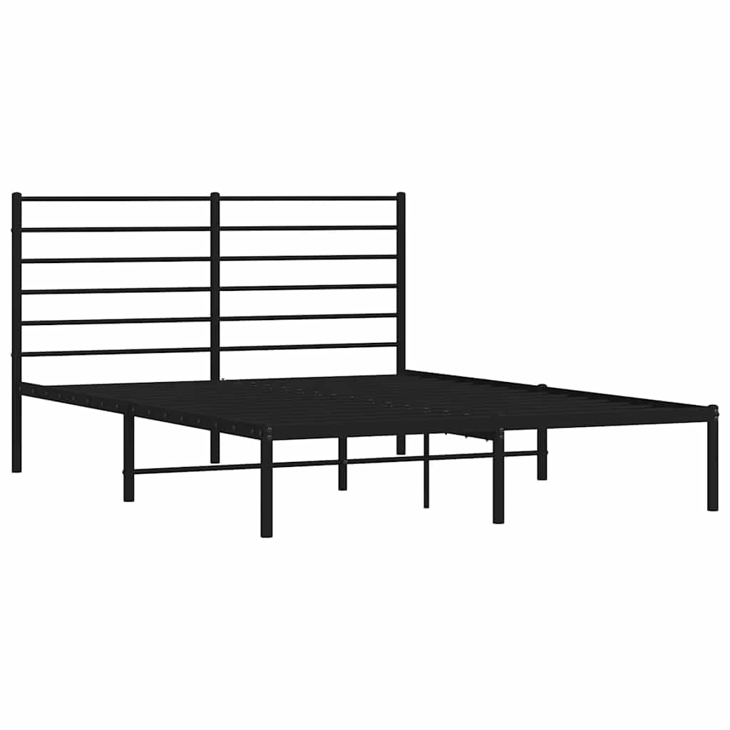 Vidaxl bedframe met hoofdbord metaal zwart 120x200 cm
