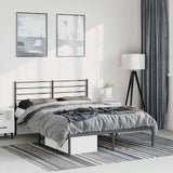 Vidaxl bedframe met hoofdbord metaal zwart 135x190 cm