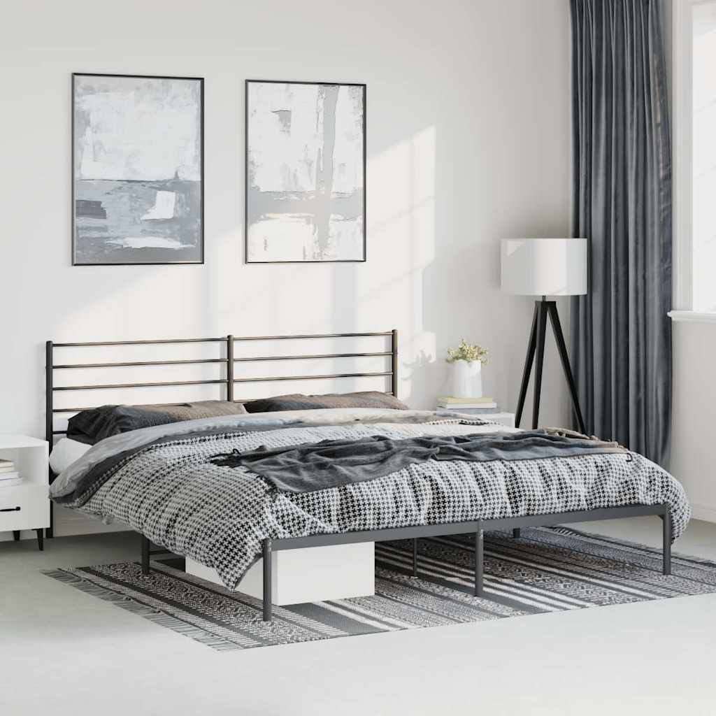 Vidaxl bedframe met hoofdbord metaal zwart 193x203 cm
