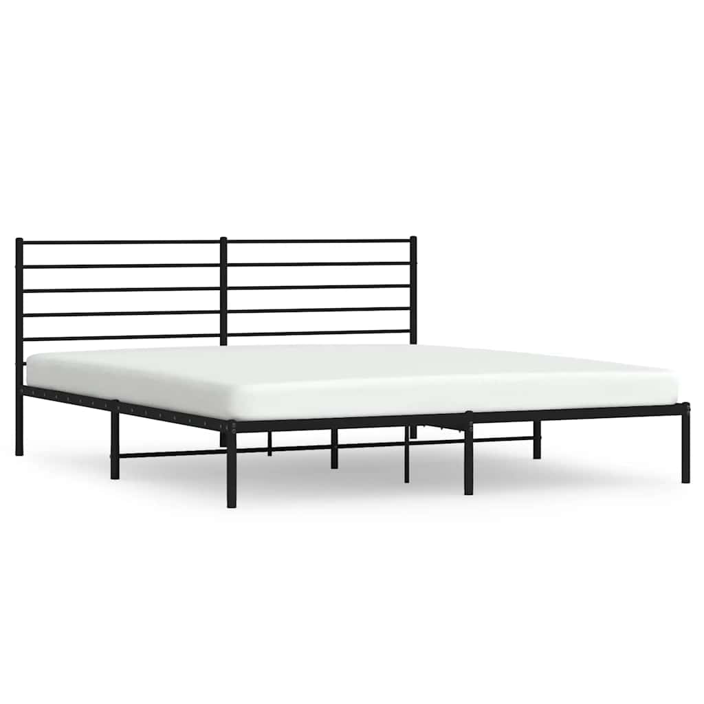 Vidaxl bedframe met hoofdbord metaal zwart 200x200 cm