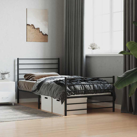 Vidaxl bedframe met hoofd- en voeteneinde metaal zwart 80x200 cm