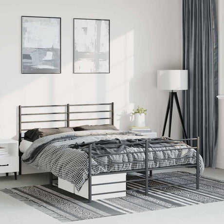 Vidaxl bedframe met hoofd- en voeteneinde metaal zwart 135x190 cm
