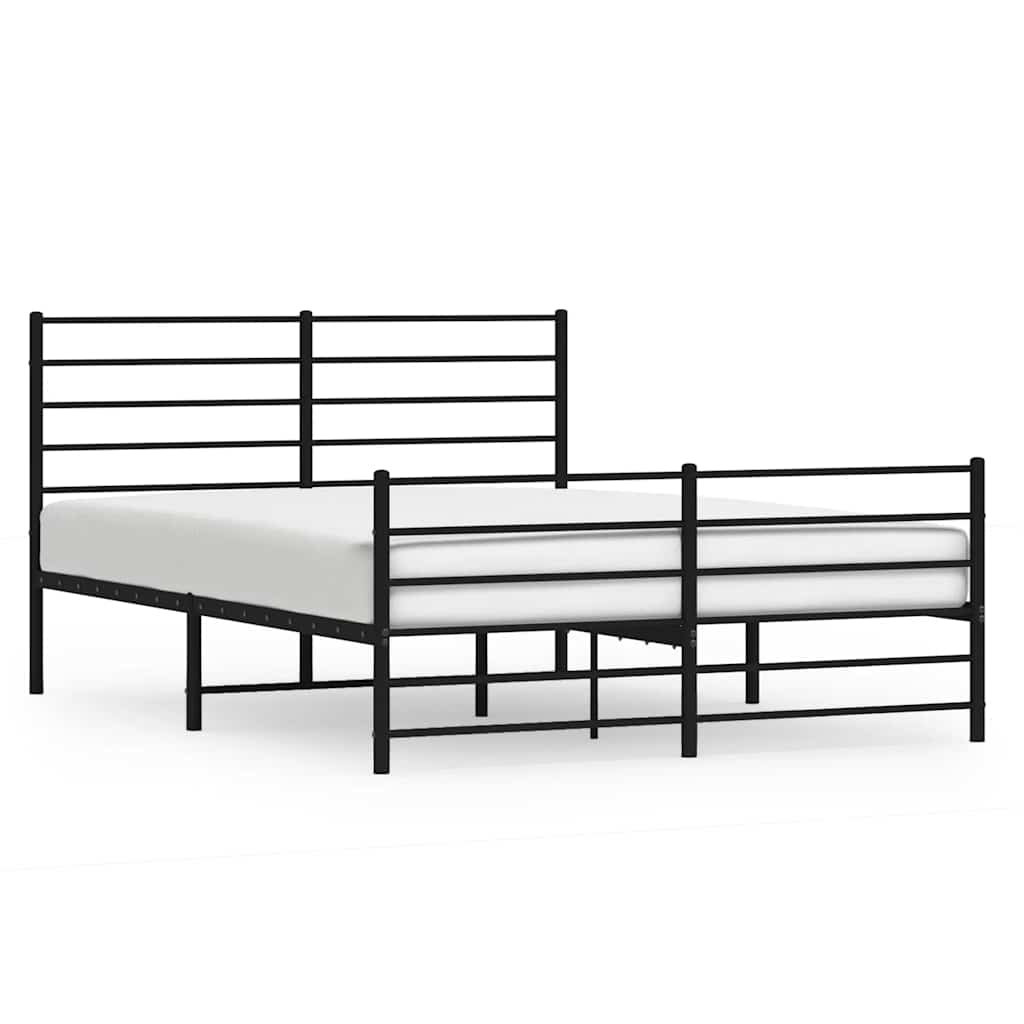 Vidaxl bedframe met hoofd- en voeteneinde metaal zwart 140x190 cm