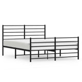 Vidaxl bedframe met hoofd- en voeteneinde metaal zwart 140x190 cm
