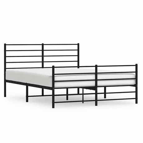 Vidaxl bedframe met hoofd- en voeteneinde metaal zwart 150x200 cm