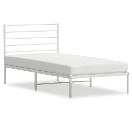 Vidaxl bedframe met hoofdbord zonder matras metaal wit 75x190 cm