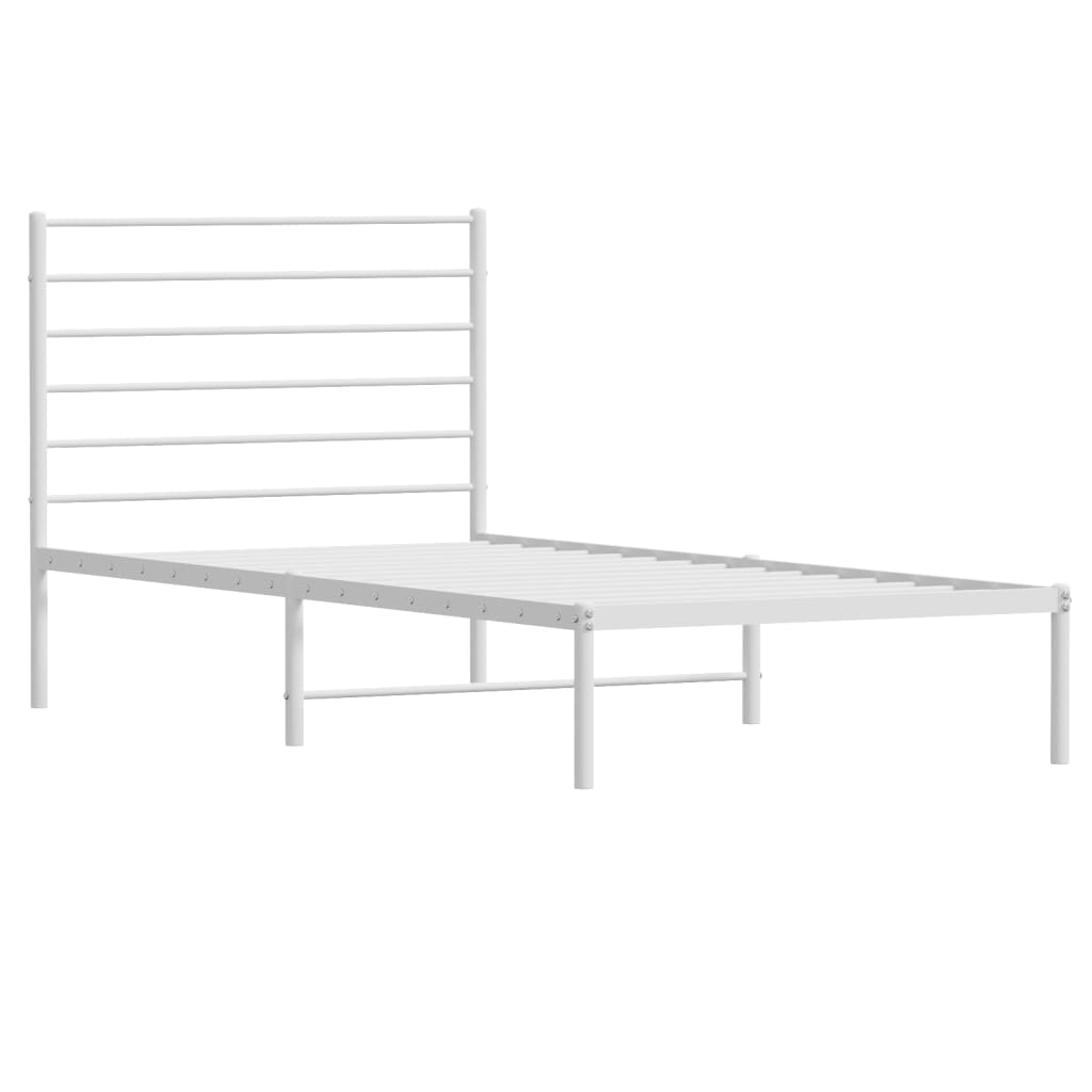 Vidaxl bedframe met hoofdbord metaal wit 107x203 cm