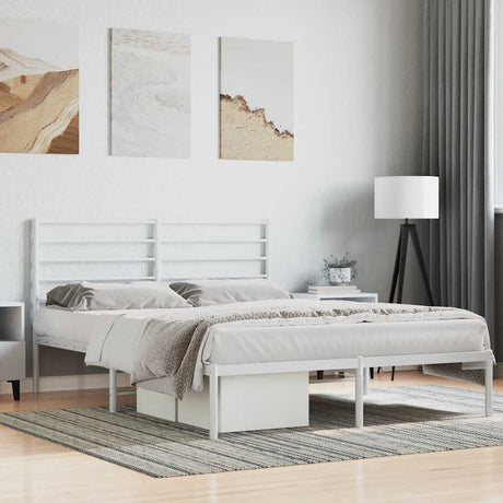 Vidaxl bedframe met hoofdbord metaal wit 120x200 cm