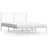 Vidaxl bedframe met hoofdbord metaal wit 135x190 cm