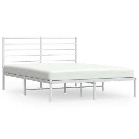 Vidaxl bedframe met hoofdbord metaal wit 150x200 cm