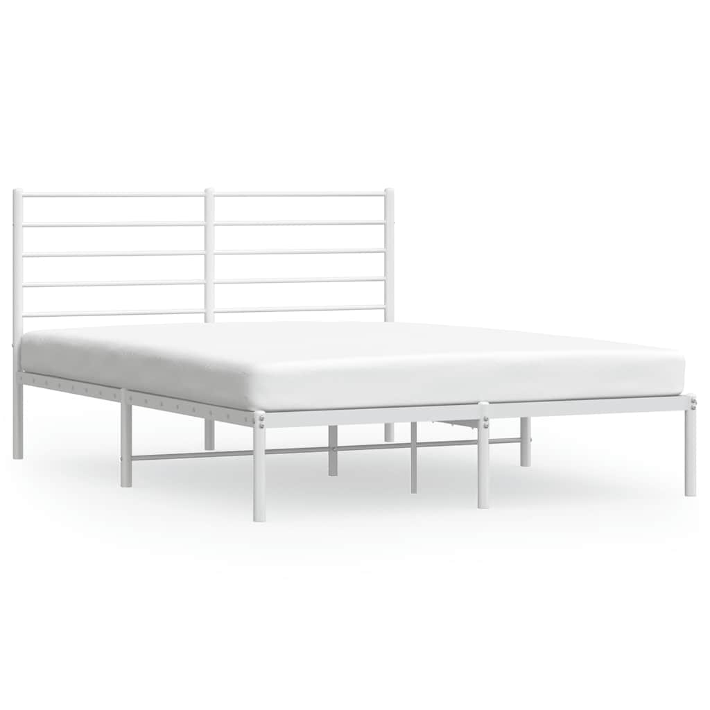 Vidaxl bedframe met hoofdbord metaal wit 160x200 cm