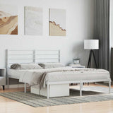 Vidaxl bedframe met hoofdbord metaal wit 160x200 cm