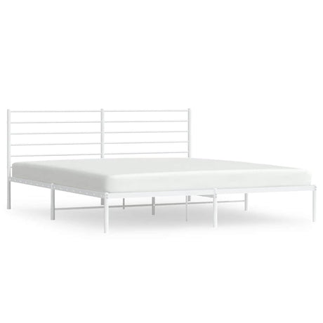 Vidaxl bedframe met hoofdbord metaal wit 180x200 cm