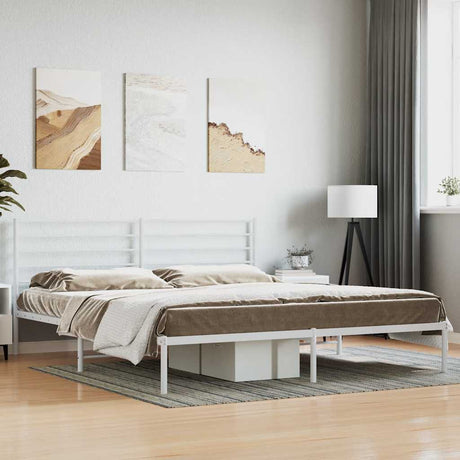 Vidaxl bedframe met hoofdbord metaal wit 180x200 cm