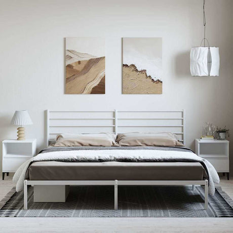 Vidaxl bedframe met hoofdbord metaal wit 193x203 cm