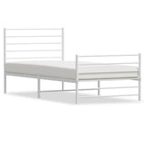 Vidaxl bedframe met hoofd- en voeteneinde metaal wit 90x190 cm