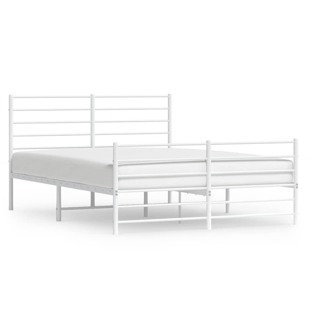 Vidaxl bedframe met hoofd- en voeteneinde metaal wit 135x190 cm