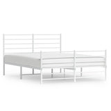 Vidaxl bedframe met hoofd- en voeteneinde metaal wit 135x190 cm