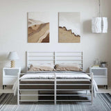 Vidaxl bedframe met hoofd- en voeteneinde metaal wit 135x190 cm