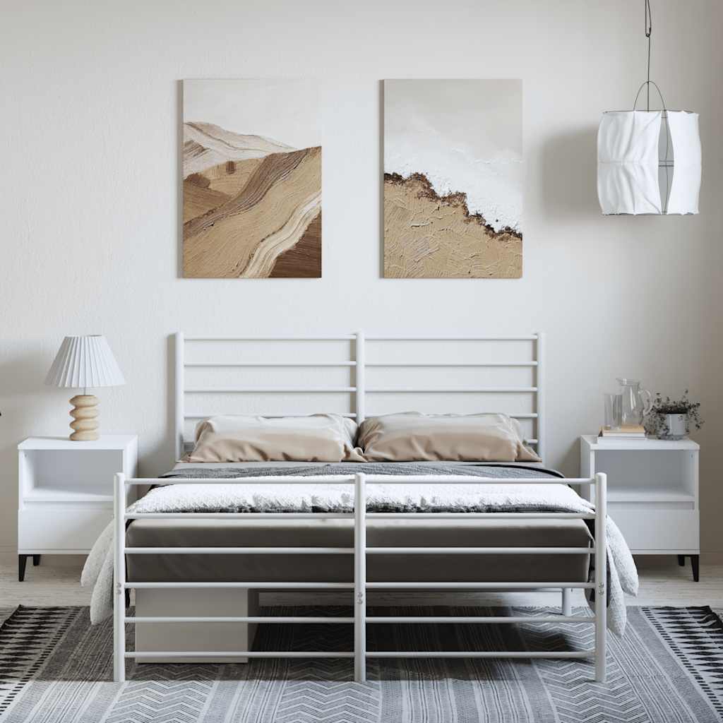 Vidaxl bedframe met hoofd- en voeteneinde metaal wit 150x200 cm