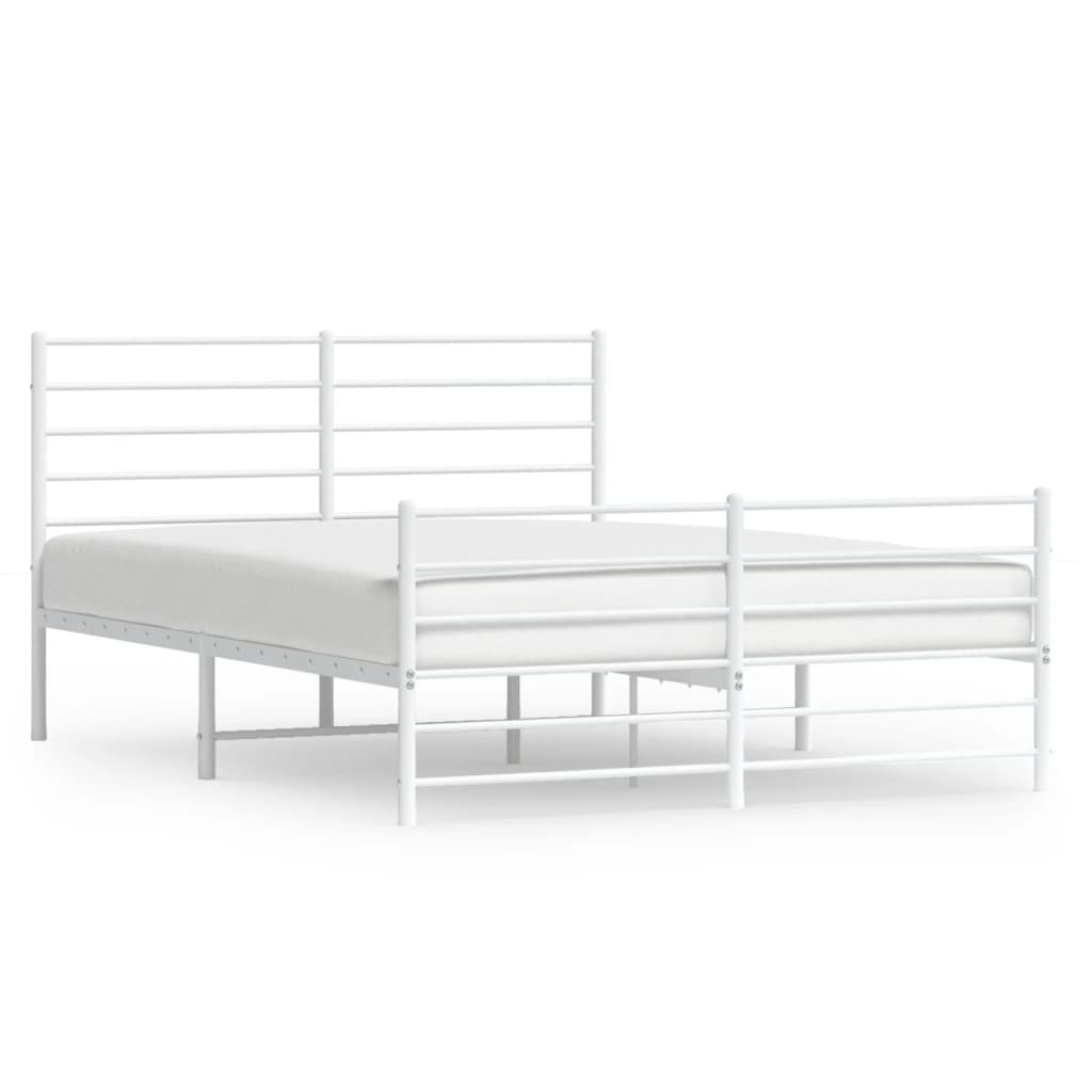 Vidaxl bedframe met hoofd- en voeteneinde metaal wit 160x200 cm