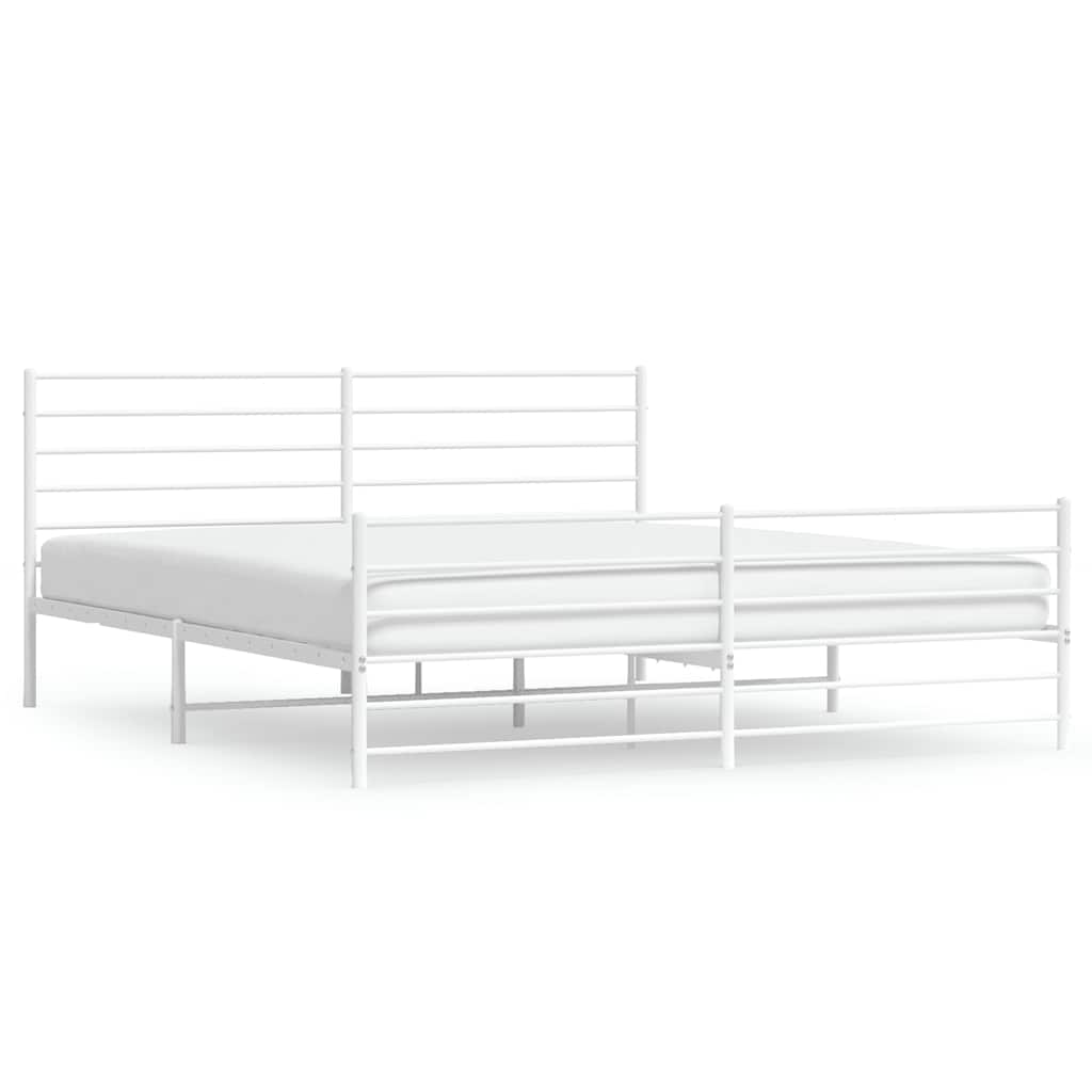 Vidaxl bedframe met hoofd- en voeteneinde metaal wit 183x213 cm