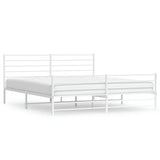 Vidaxl bedframe met hoofd- en voeteneinde metaal wit 183x213 cm