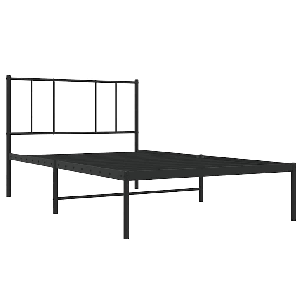 Vidaxl bedframe met hoofdbord metaal zwart 90x190 cm