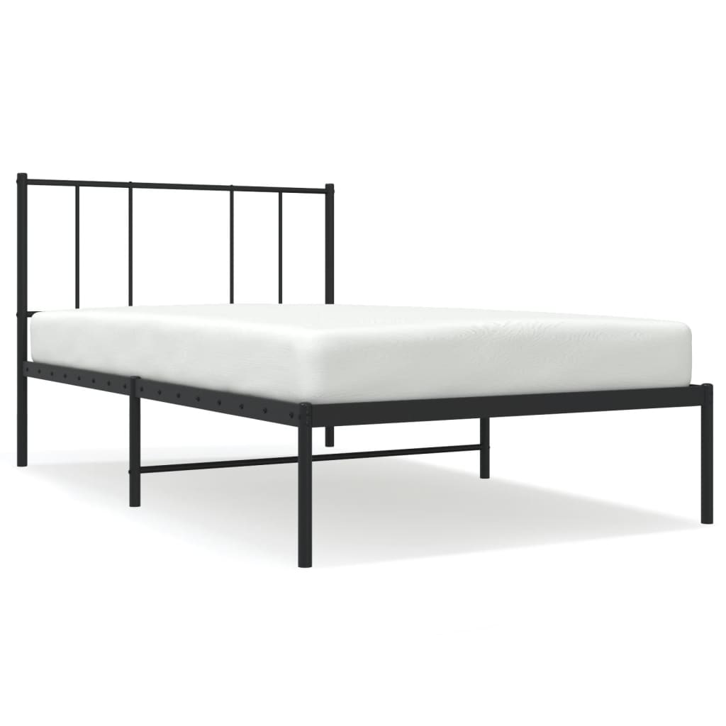 Vidaxl bedframe met hoofdbord metaal zwart 100x200 cm