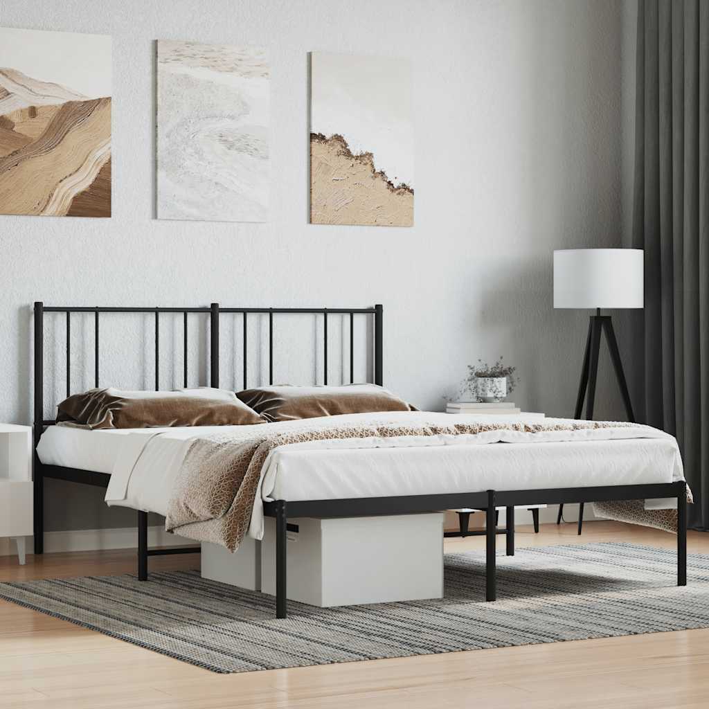 Vidaxl bedframe met hoofdbord metaal zwart 120x200 cm