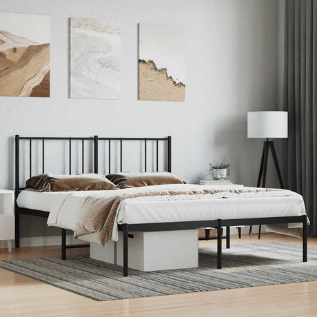 Vidaxl bedframe met hoofdbord metaal zwart 120x200 cm